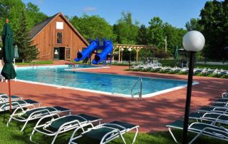 outdoor pool and waterslides